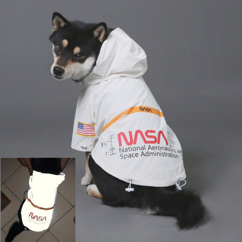 Tide Brand Windproof Rainproof Reflective Space Suit Pet Raincoat