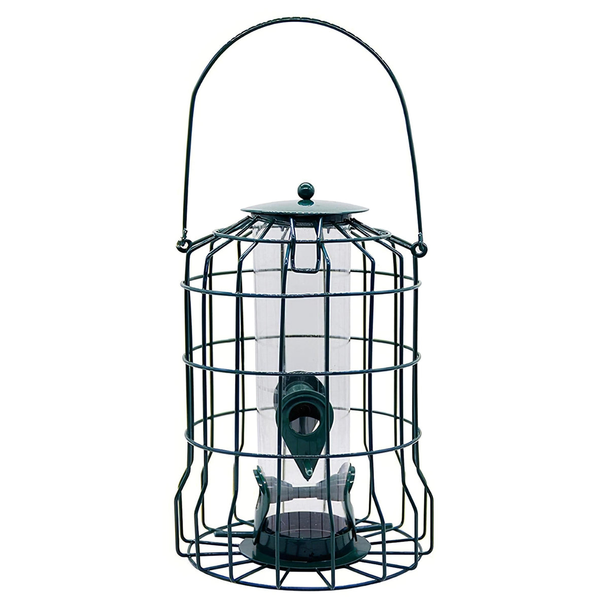 Outdoor Wild Bird Feeder Squirrel-Proof Chew-Proof Metal Hanging Seed Feeder with 4 Feeding Ports for Small Songbirds