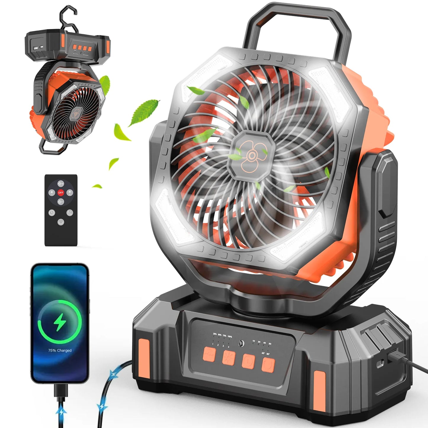 Camping Fan, Remote & LED Lantern for Tent