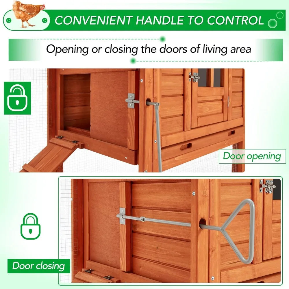 Chicken Coop for 10 Chickens with Run, Nesting Boxes,