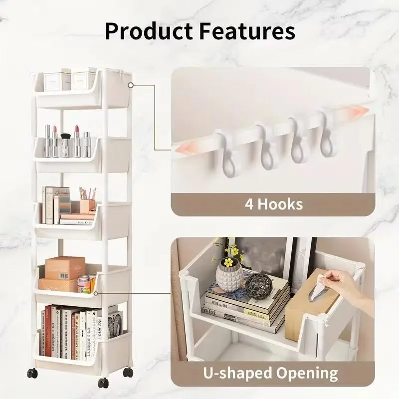 1 movable plastic storage cart, practical sorting rack