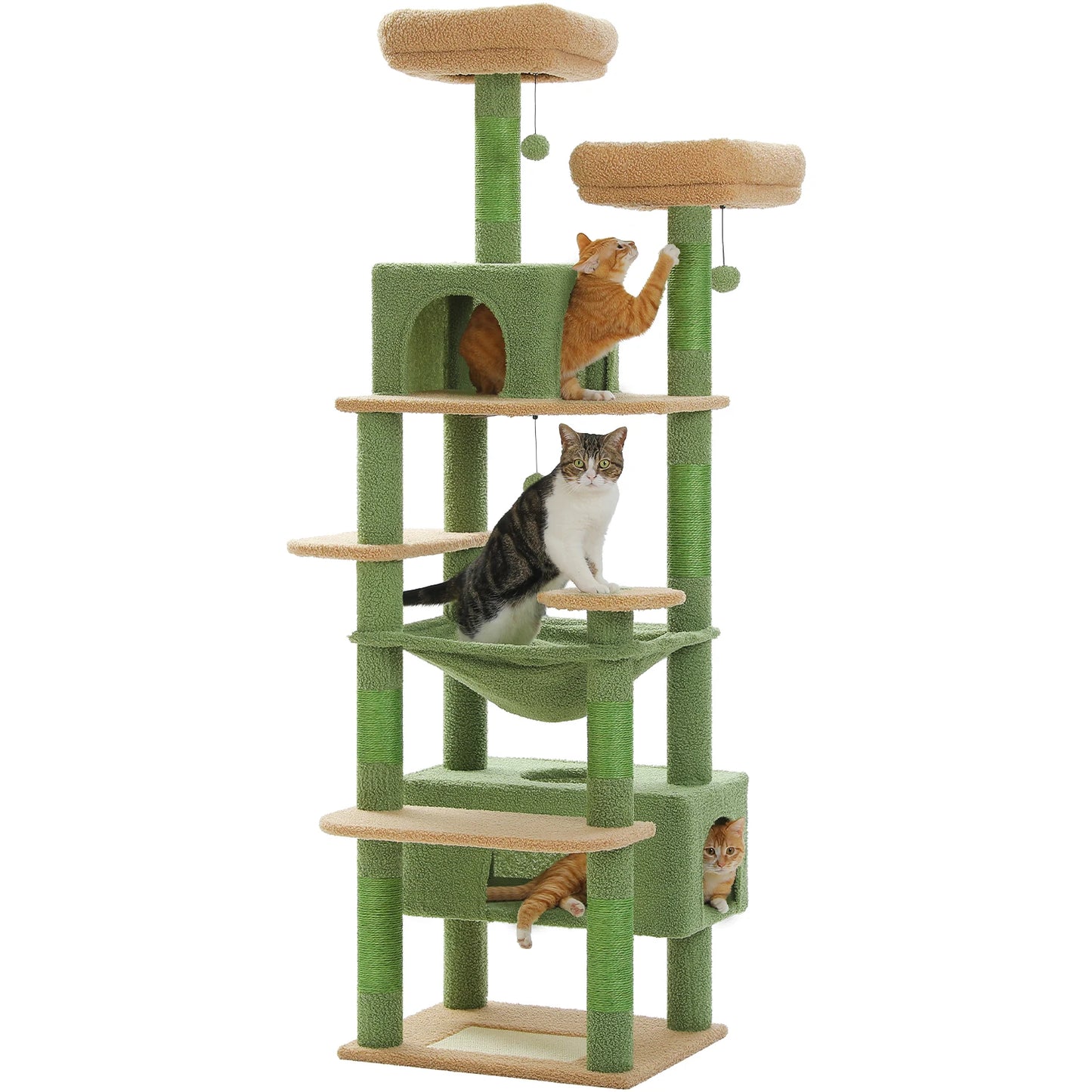 Cat Tree Tower W/ Scratching Posts& Hammock, Condo, Perch, Dangling Balls