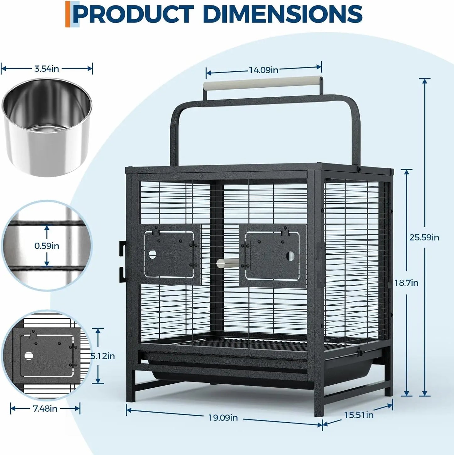 Sturdy Portable Small Bird Travel Cage