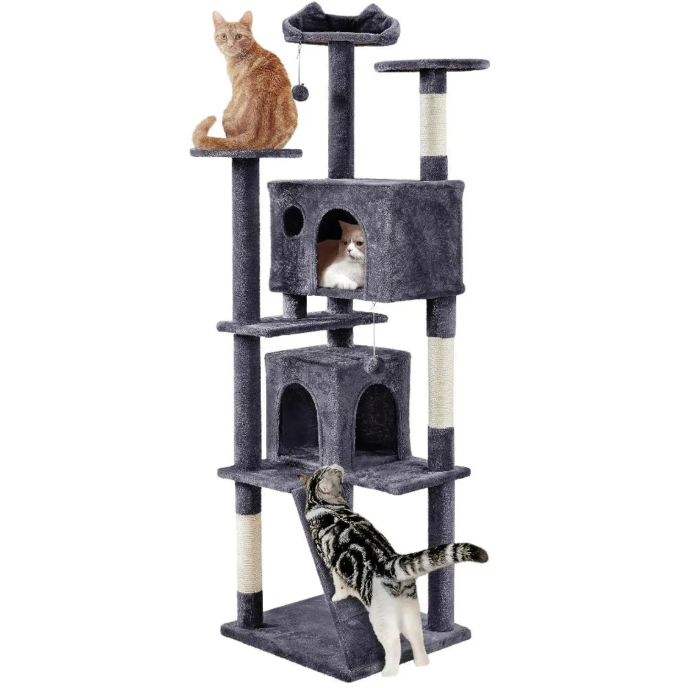 54in Cat Tree Tower with Kitten-Ear Perch