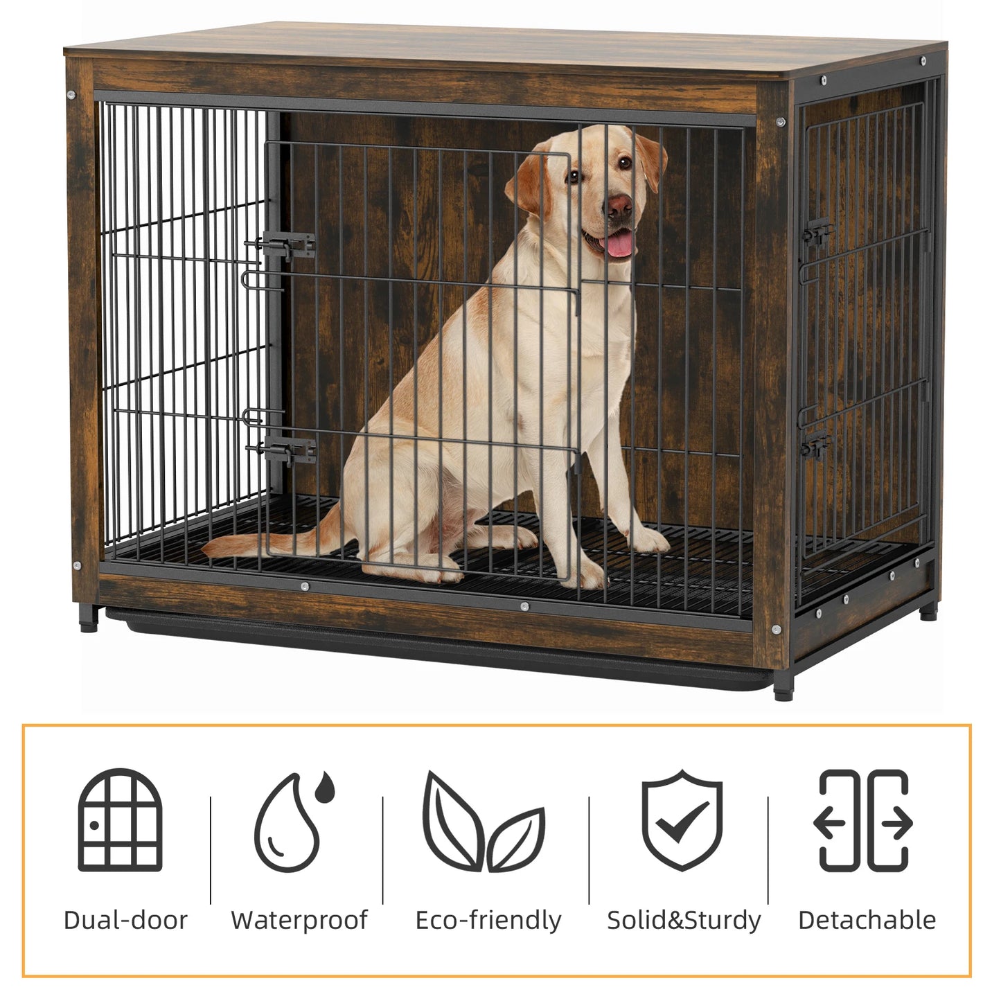 Pet Cage Kennels with 2 Doors and Removable Tray