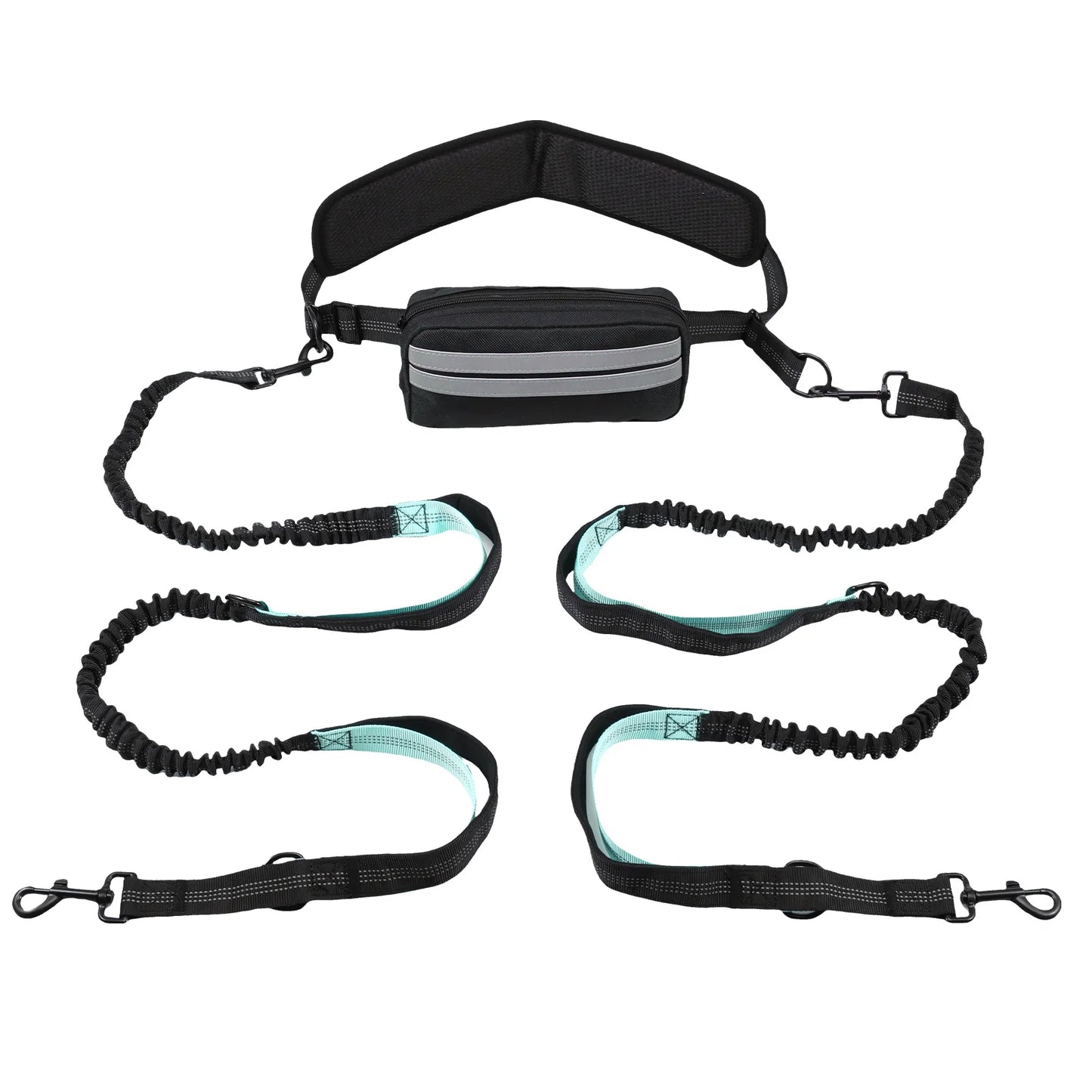 Hands Free Reflective Dog Leash Waist Bag Retractable
