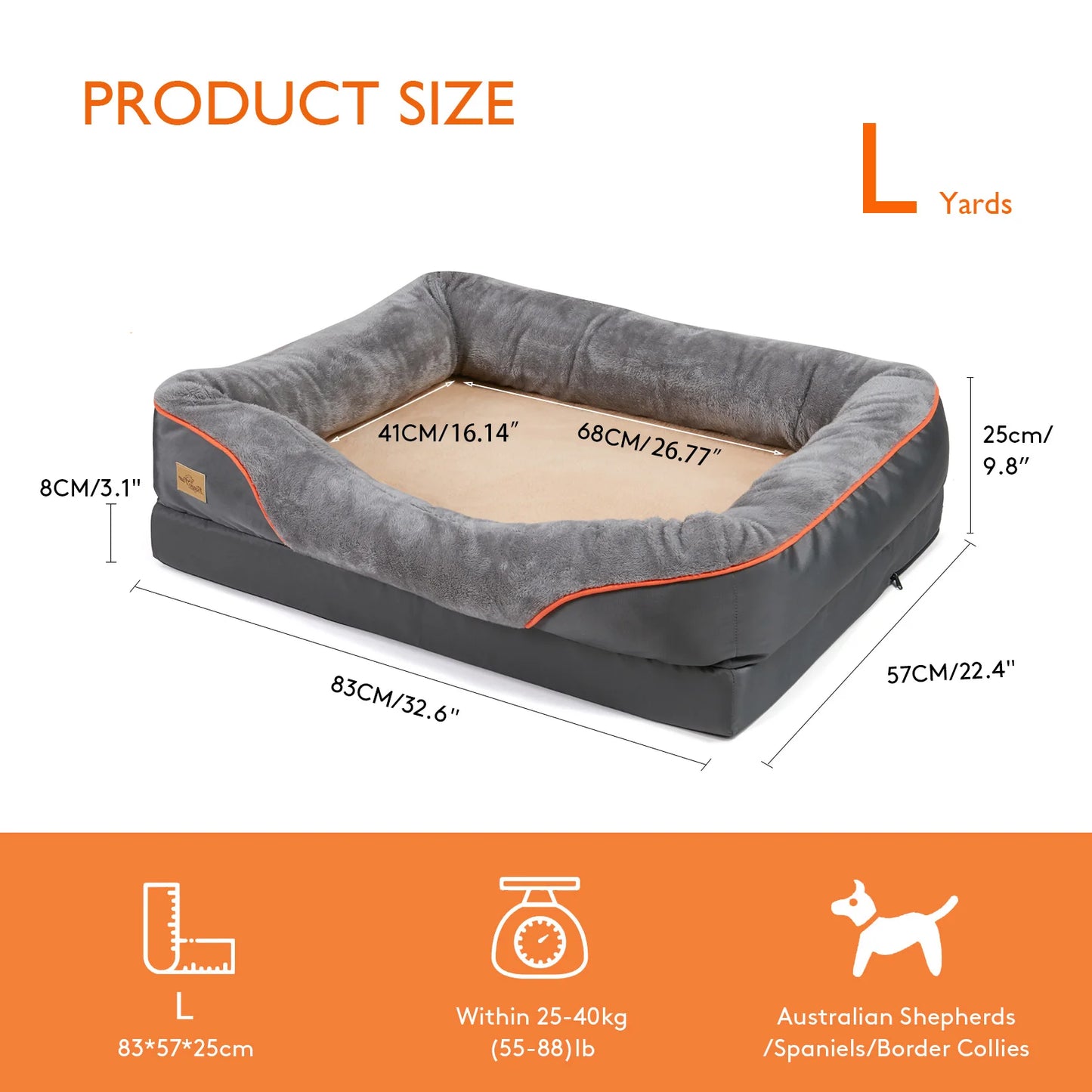 Jumbo Large Orthopedic Dog Bed Memory Foam