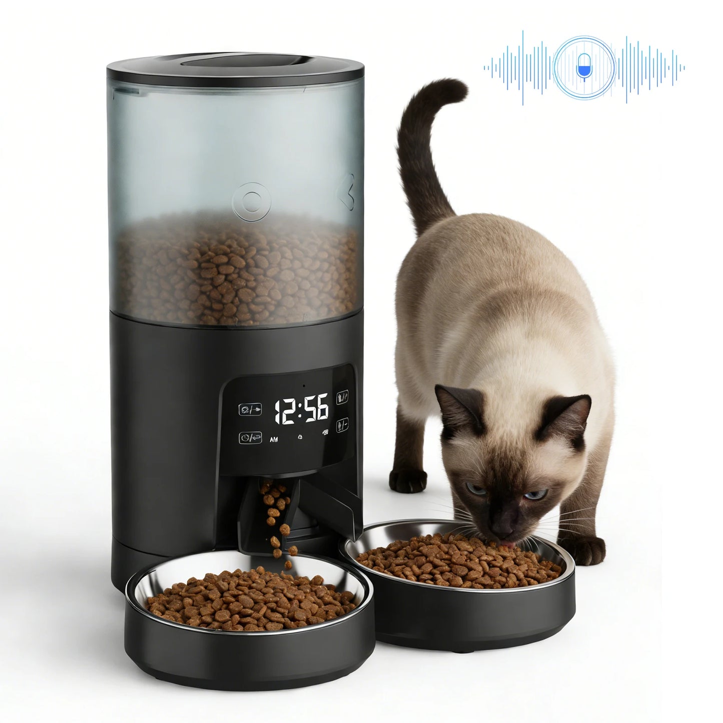 6L Automatic Cat/Dog Feeder with 2 Stainless Bowls