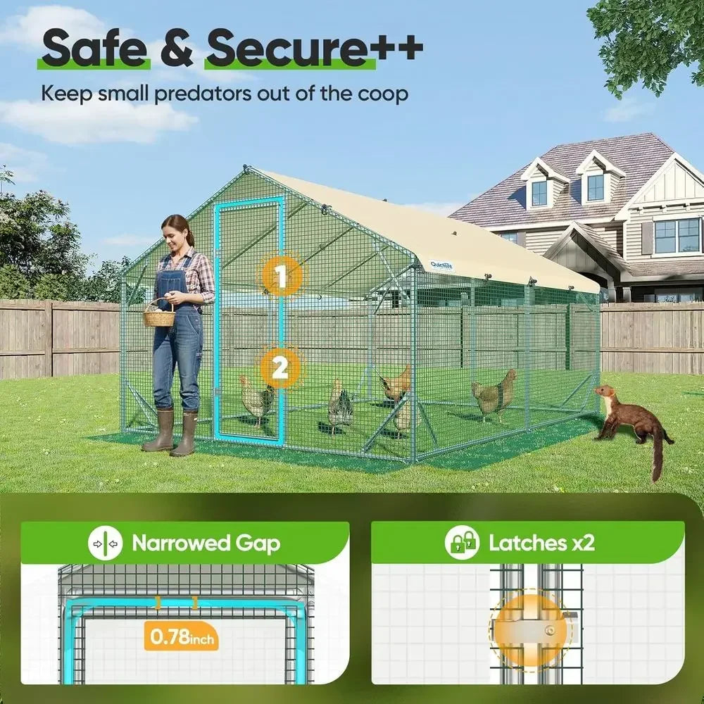 Heavy-Duty 12x9x6.6ft Outdoor Chicken Coop