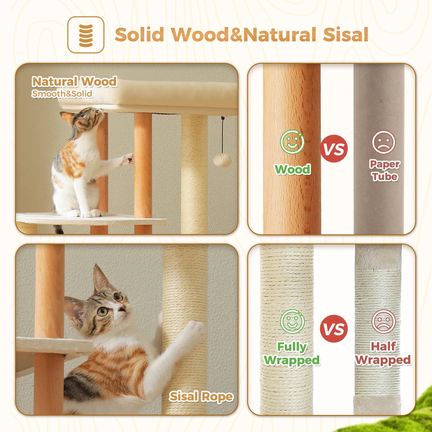 Modern Cat Tree for Indoor Cats, Multi-Level