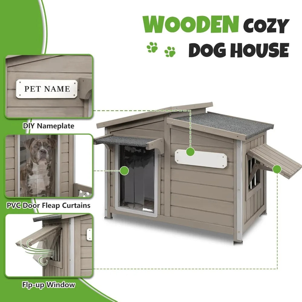 Large Outdoor Wooden Dog House, Weatherproof