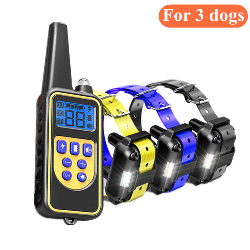Dog training supplies - bark control device. The collar features electric shock and vibration for training.