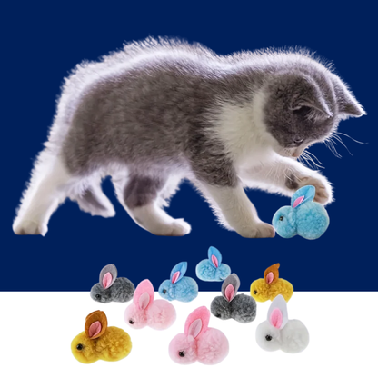 10pcs Plush Bunny Cat Toy Balls – Soft, Colorful & Interactive