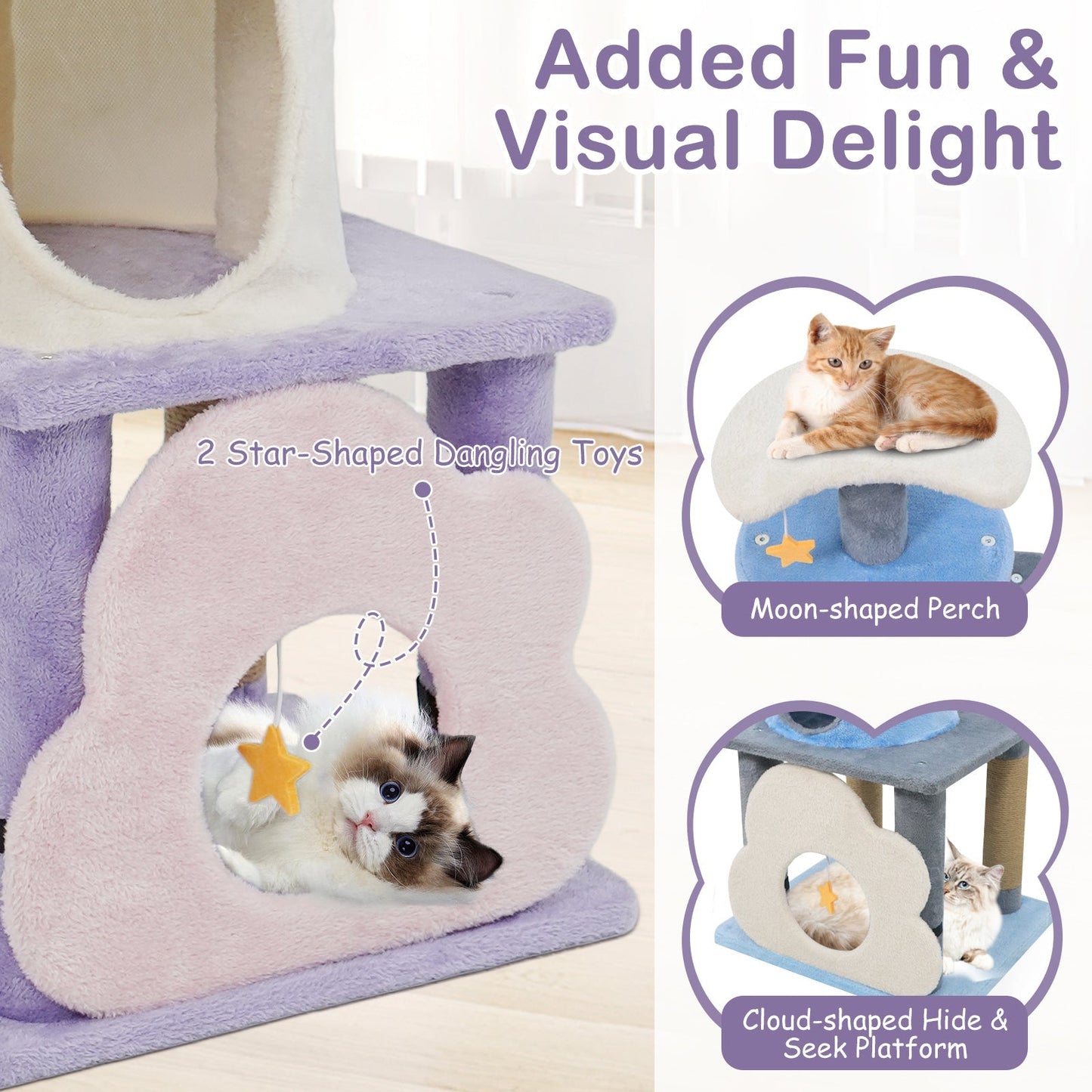 31.5" Cute Modern Cat Tree Multi-Level Kitten Tower