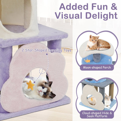 31.5" Cute Modern Cat Tree Multi-Level Kitten Tower