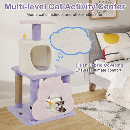 31.5" Cute Modern Cat Tree Multi-Level Kitten Tower