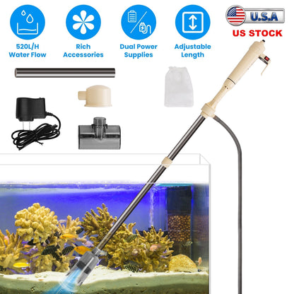 Multifunctional Electric Aquarium Gravel Cleaner Kit Length Adjustable Automatic Fish Tank Vacuum Cleaner Change Water Wash Sand Filter Dirt Removal