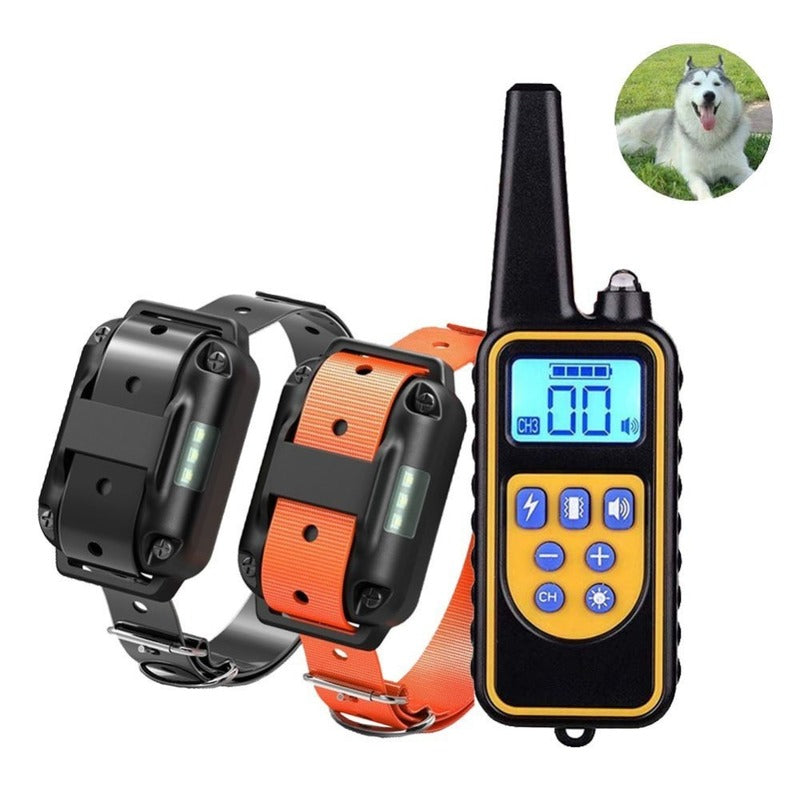 Dog training supplies - bark control device. The collar features electric shock and vibration for training.
