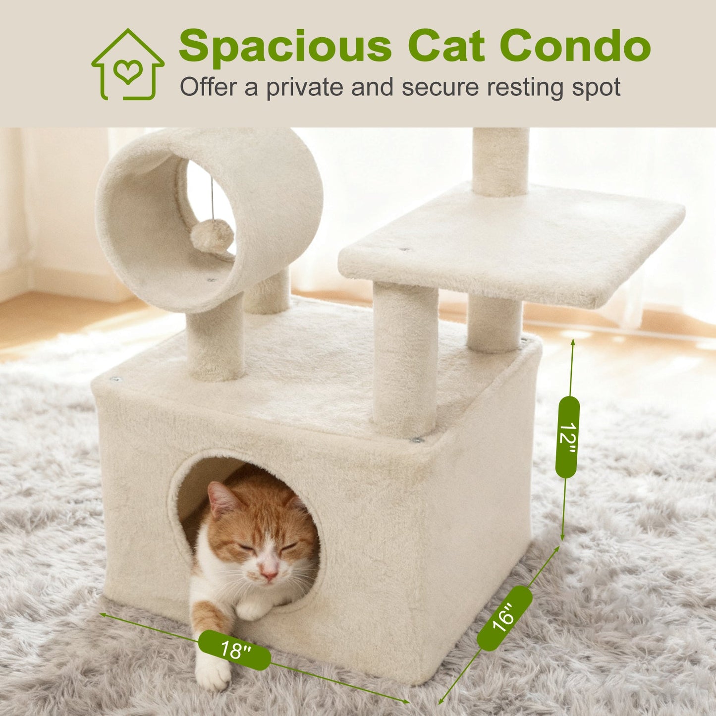 48 Inches Tall Cat Tree Multi-Level Kitten Tower with Large Condo Padded Top Perch