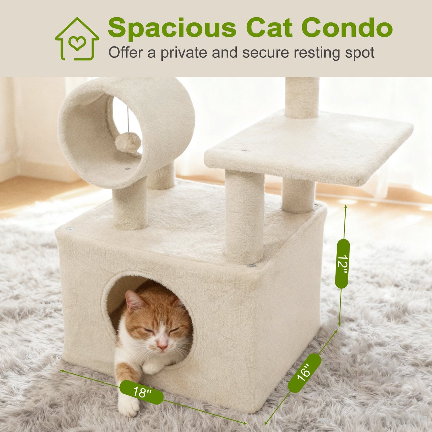 48 Inches Tall Cat Tree Multi-Level Kitten Tower with Large Condo Padded Top Perch