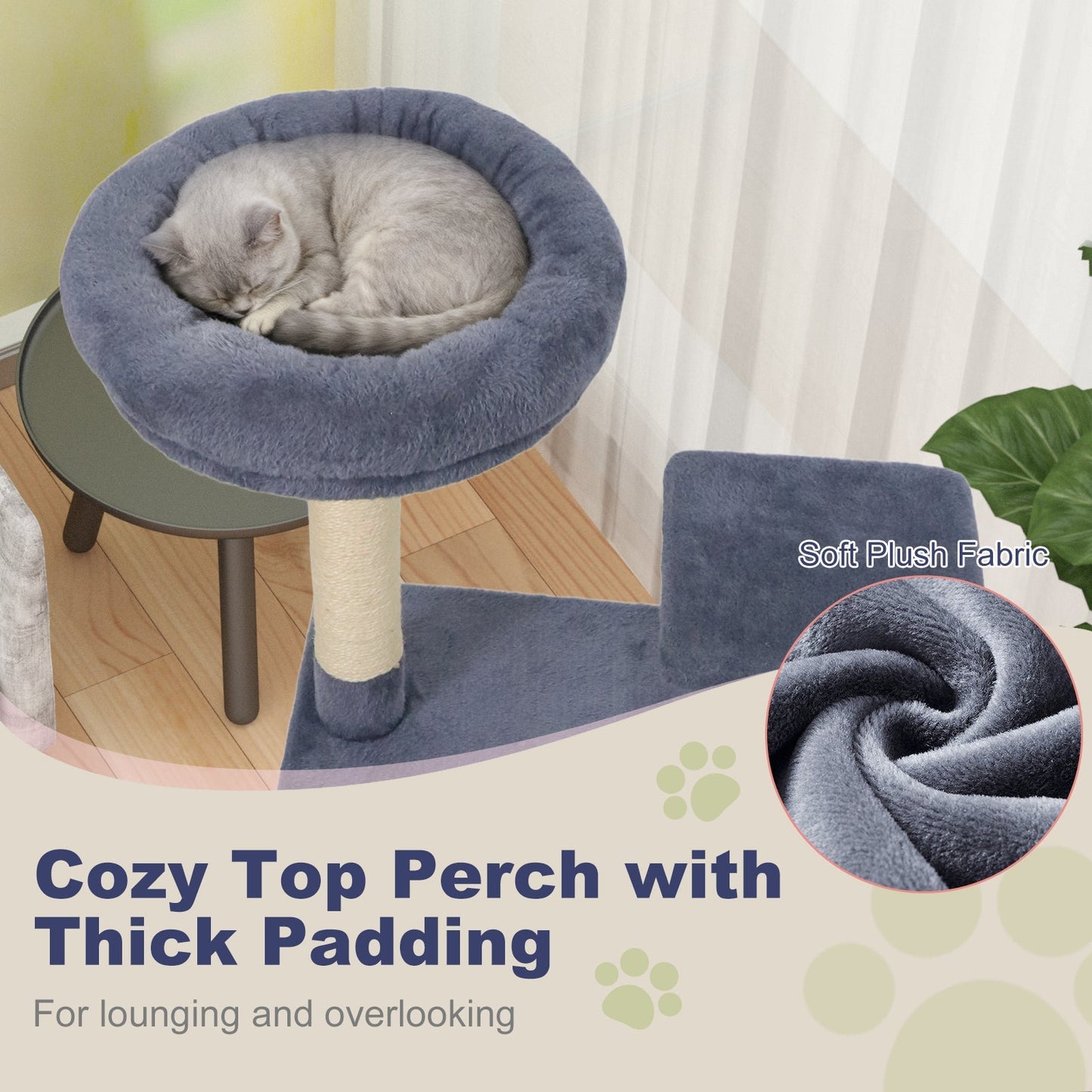 48 Inches Tall Cat Tree Multi-Level Kitten Tower with Large Condo Padded Top Perch