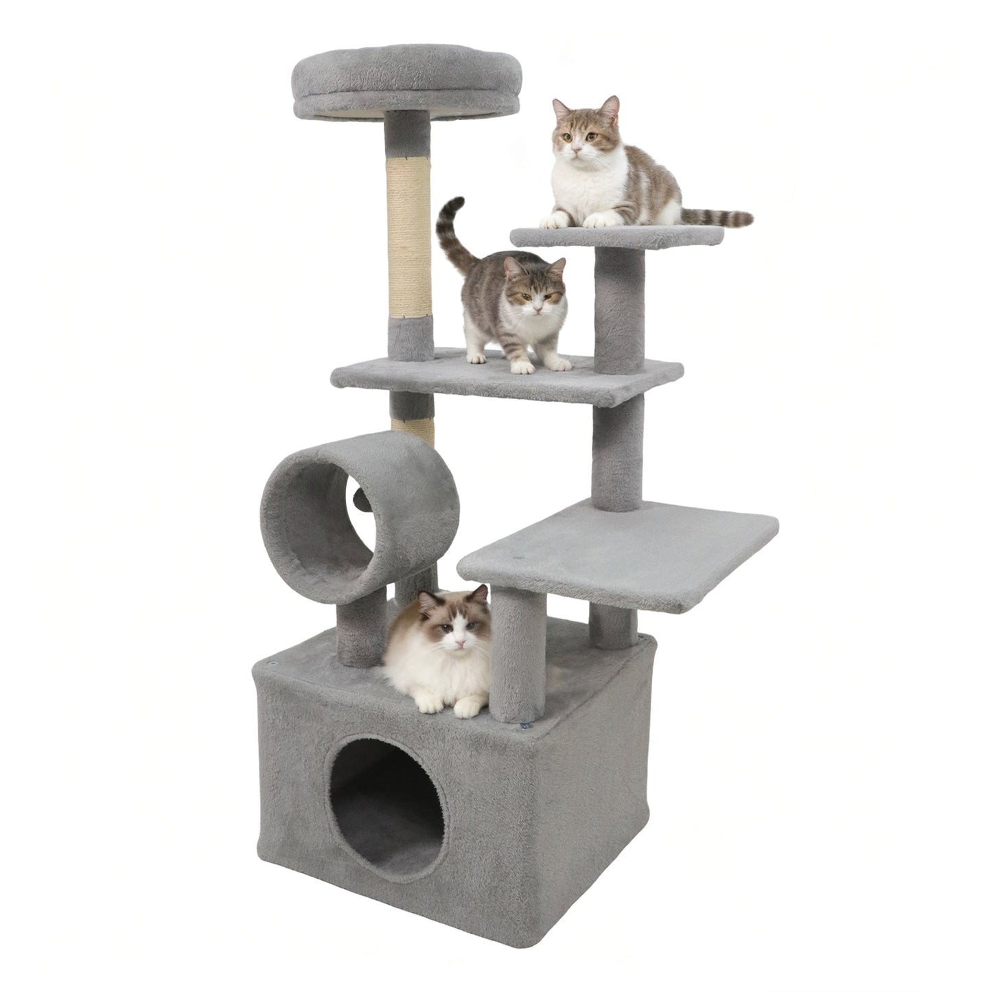 48 Inches Tall Cat Tree Multi-Level Kitten Tower with Large Condo Padded Top Perch