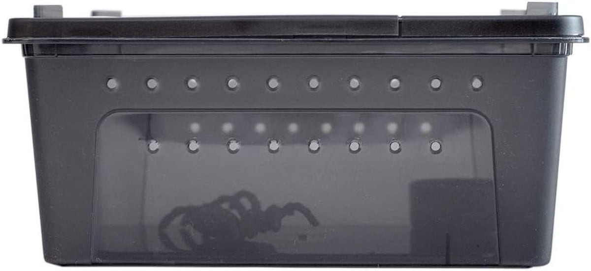 Portable Reptile Terrarium Habitat for Mini Pet Houses Breathable Holes Stackable Container (Black-M)