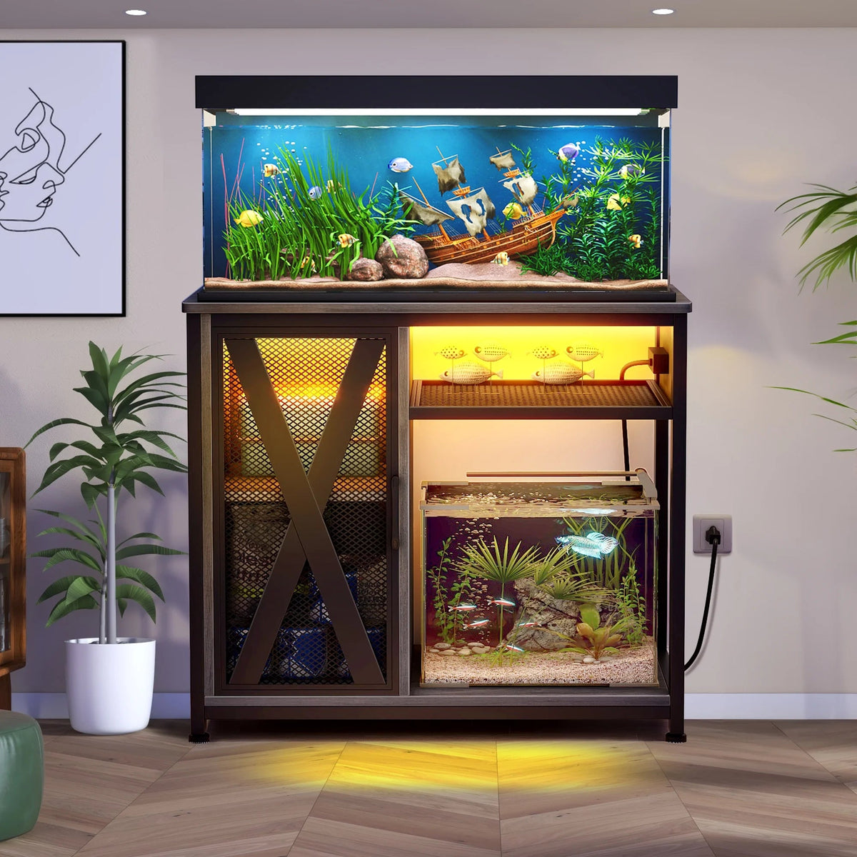 40-50 gallons Fish Tank Stand with Power Outlets