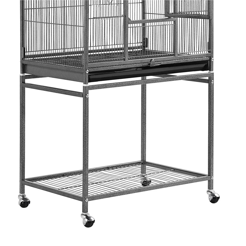 53.7'' H Rolling Bird Cage W/ Stand for Conures Parakeets Cockatiels,Black