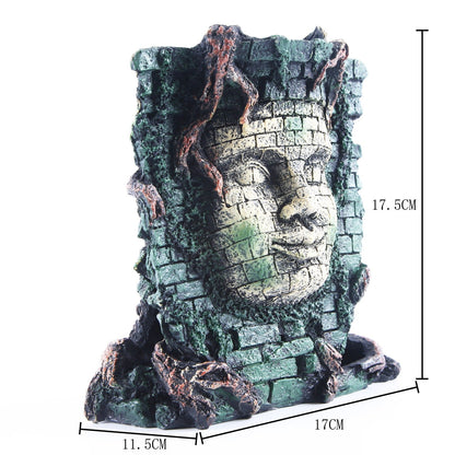 Aquarium fish tank ornaments, water grass landscaping resin skull reptile ornaments