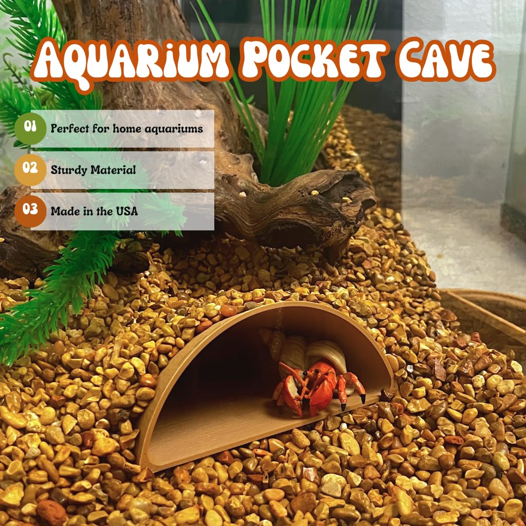 REEFSHAPE Aquarium or Terrarium Pocket Cave | Minimalist Shelter Cave for Fish, Shrimp, Reptiles, Amphibians, & More! | Made in USA