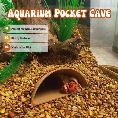 REEFSHAPE Aquarium or Terrarium Pocket Cave | Minimalist Shelter Cave for Fish, Shrimp, Reptiles, Amphibians, & More! | Made in USA