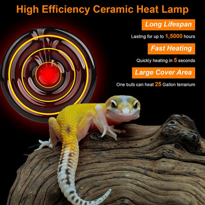 2Pcs Ceramic Heat Lamp 150W Infrared Reptile Heat Lamp No Light Emitting For Pet Brooder Incubator Reptile Lizard Turtle Snake Terrarium