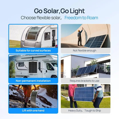130 Watt 12BB Flexible Solar Panels, Waterproof Monocrystalline