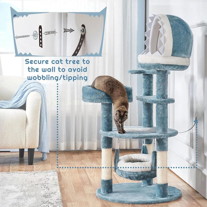45.5in Ocean-Themed Cat Tree Tower,