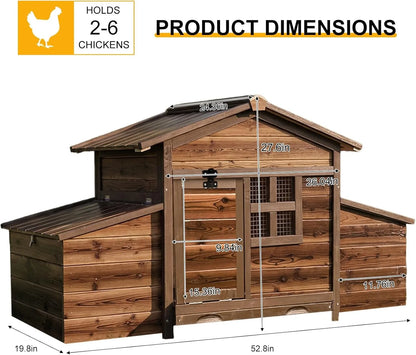 Large Outdoor Wooden Chicken Coop with 2 Nesting Boxes
