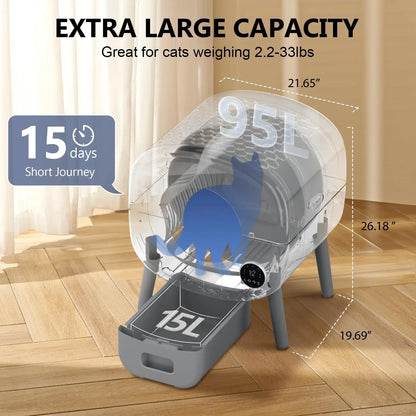 Smart Self-Cleaning Cat Litter Box, Large Capacity Automatic