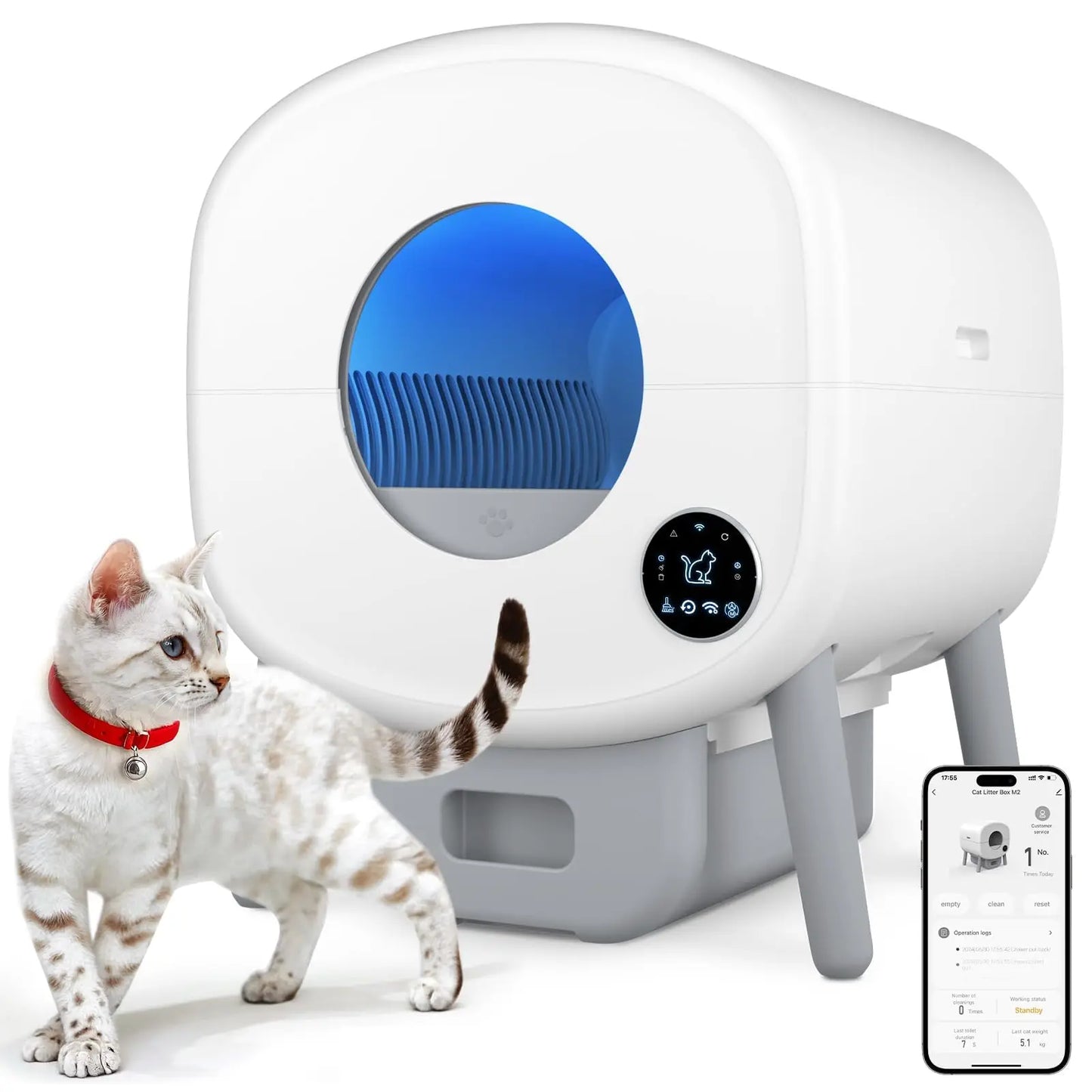 Smart Self-Cleaning Cat Litter Box, Large Capacity Automatic