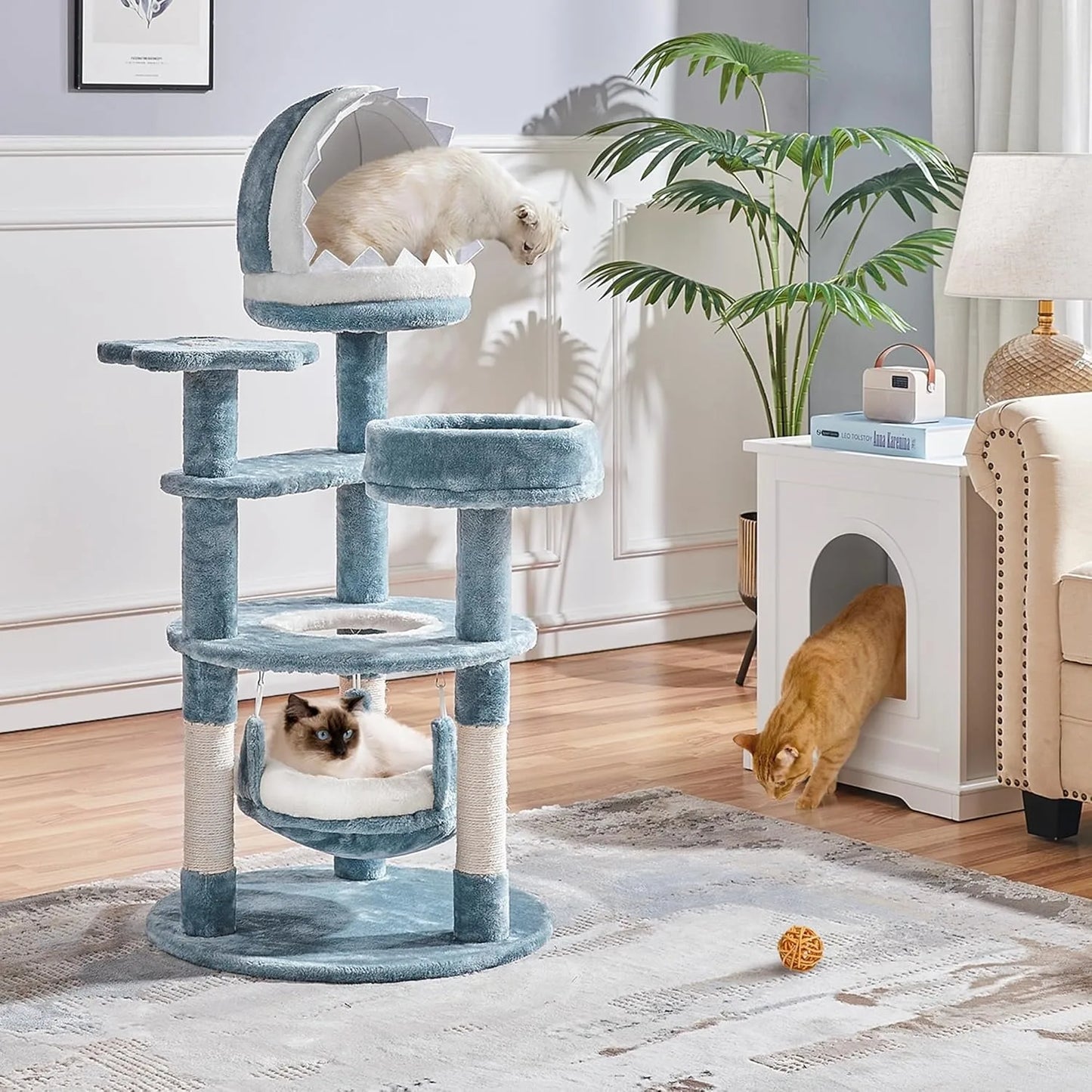 45.5in Ocean-Themed Cat Tree Tower,