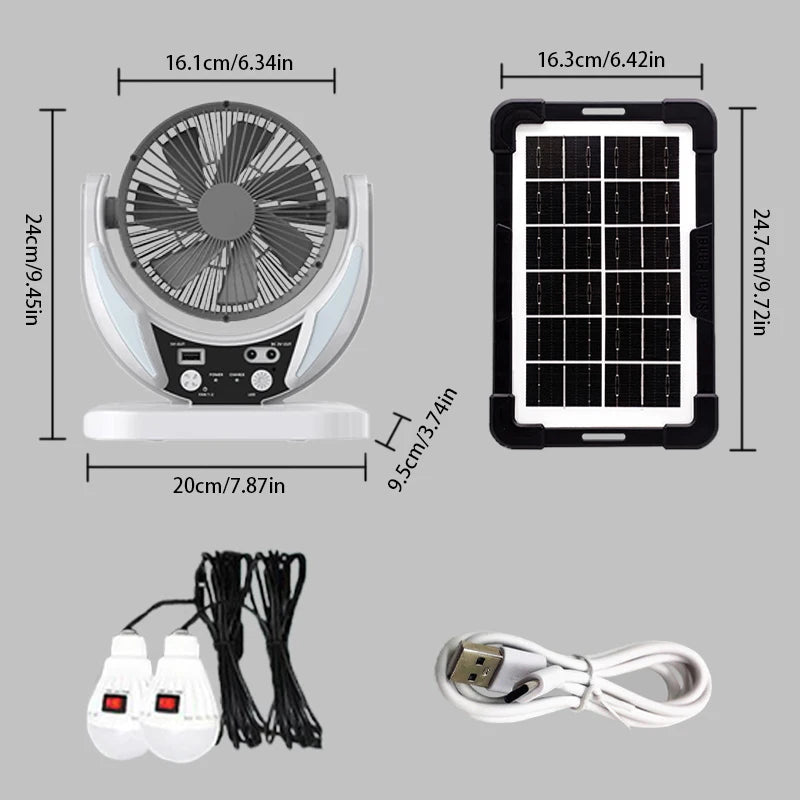 Solar-powered multifunctional fan, USB charging phones