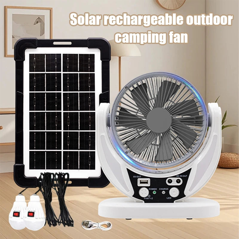 Solar-powered multifunctional fan, USB charging phones