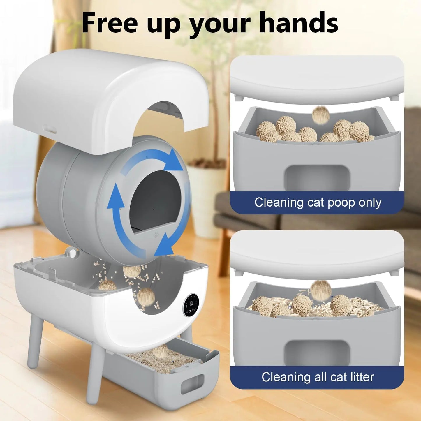 Smart Self-Cleaning Cat Litter Box, Large Capacity Automatic