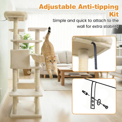 Large Cat Tree for Indoor Cats 63" Tall Cat Tower
