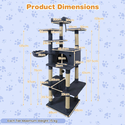 Large Cat Tree for Indoor Cats 63" Tall Cat Tower