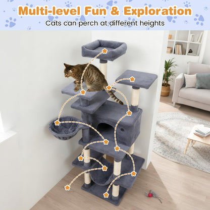 Large Cat Tree for Indoor Cats 63" Tall Cat Tower