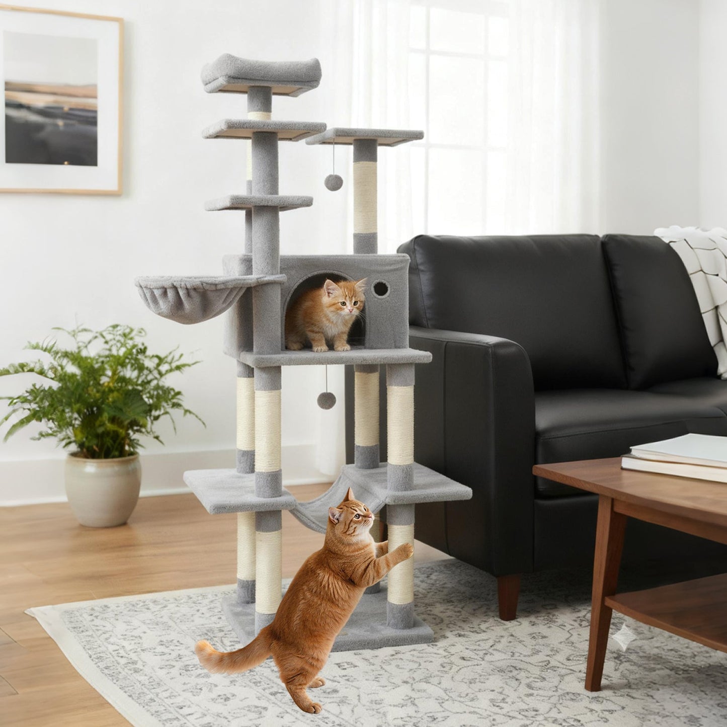 Large Cat Tree for Indoor Cats 63" Tall Cat Tower