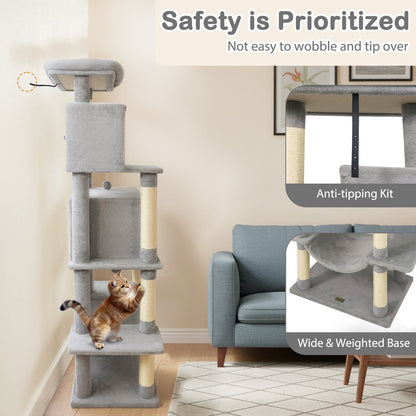 Large Cat Tree for Indoor Cats 70" Tall Cat Tower