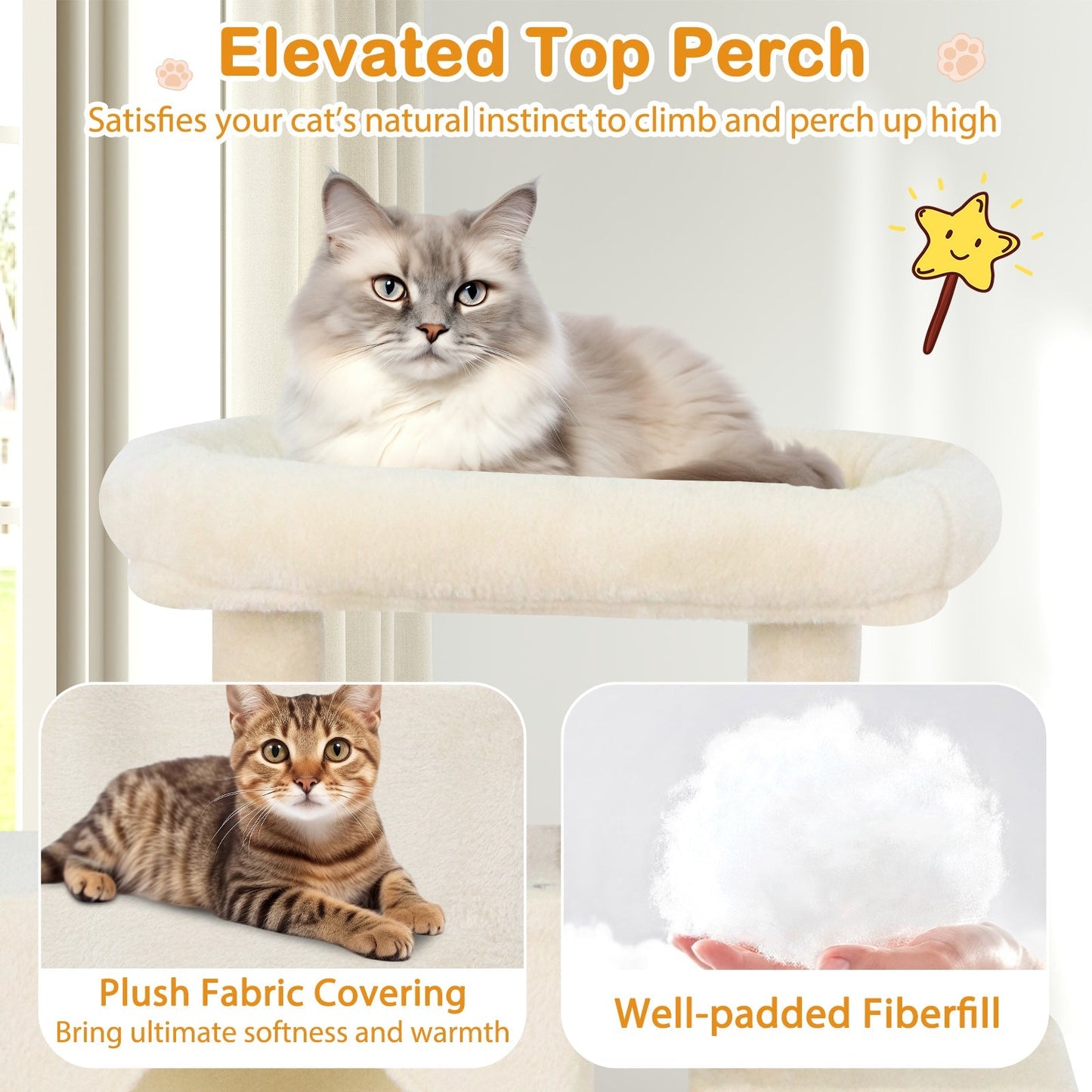 Large Cat Tree for Indoor Cats 70" Tall Cat Tower