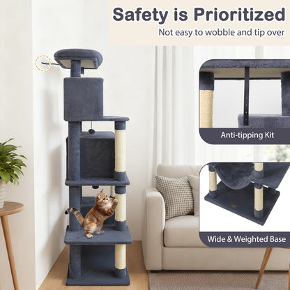 Large Cat Tree for Indoor Cats 70" Tall Cat Tower