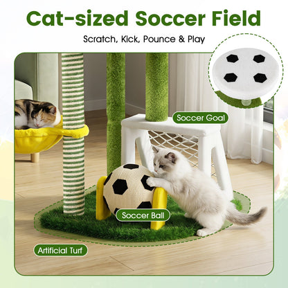 Multi-Level Cat Tree with Soccer Field & Hammock
